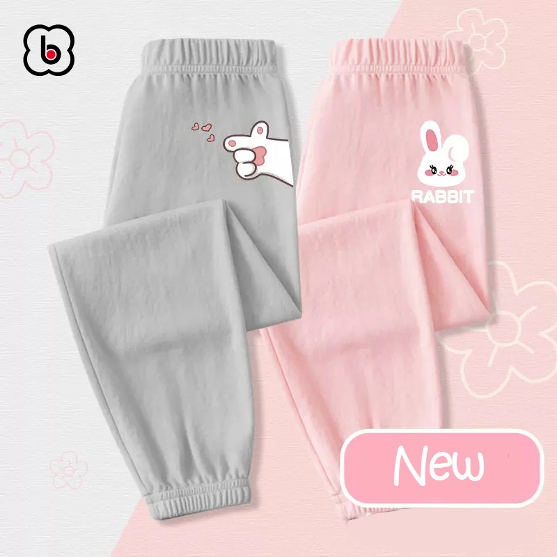Quần dài bé gái BabyloveGO mẫu mới 2023 quần thu đông cho bé chất thun cotton dáng jogger in hình độc đáo