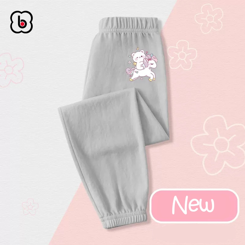 Quần dài bé gái BabyloveGO mẫu mới 2023 quần thu đông cho bé chất thun cotton dáng jogger in hình độc đáo