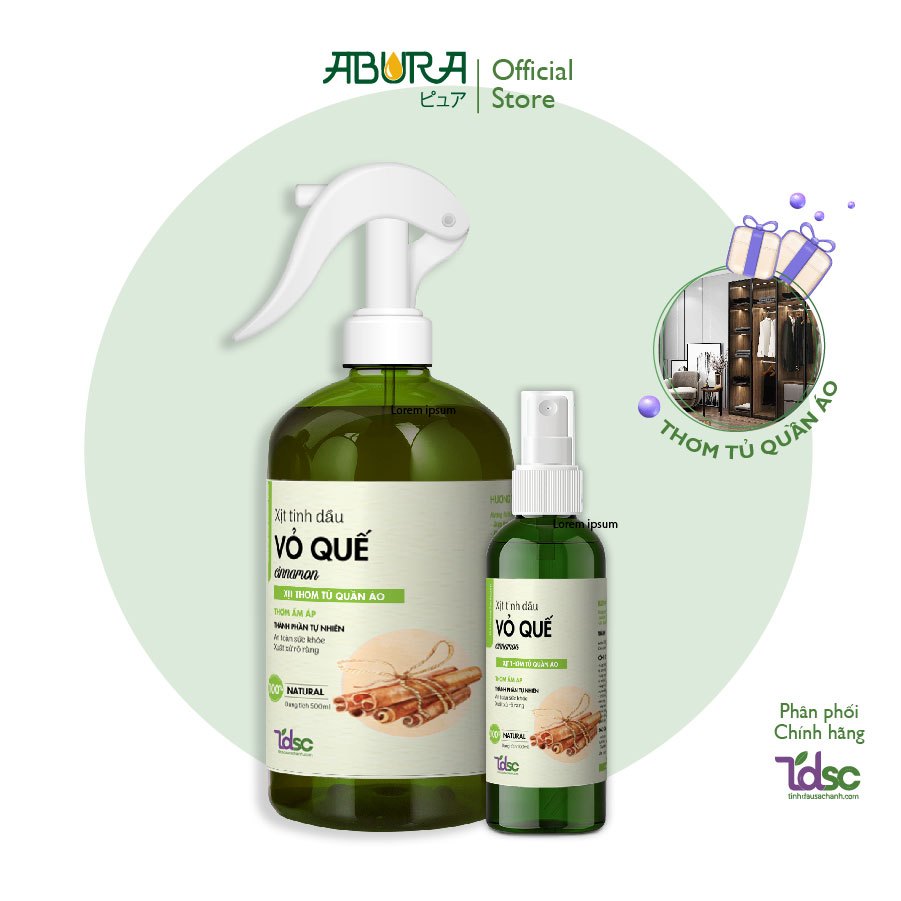 Chai Xịt Thơm Quần Áo Khử Mùi Khử Khuẩn TINHDAUSACHANH 100ml/500ml Chiết Xuất Tinh Dầu Thiên Nhiên Thơm Mát Ngày Dài