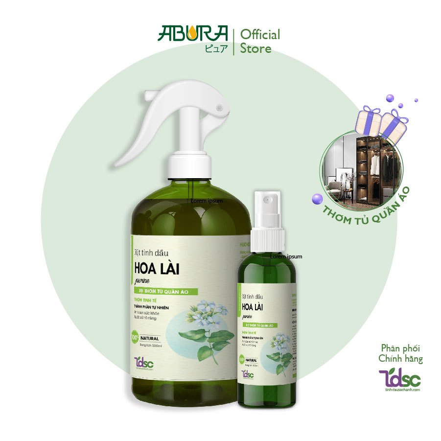 Chai Xịt Thơm Quần Áo Khử Mùi Khử Khuẩn TINHDAUSACHANH 100ml/500ml Chiết Xuất Tinh Dầu Thiên Nhiên Thơm Mát Ngày Dài