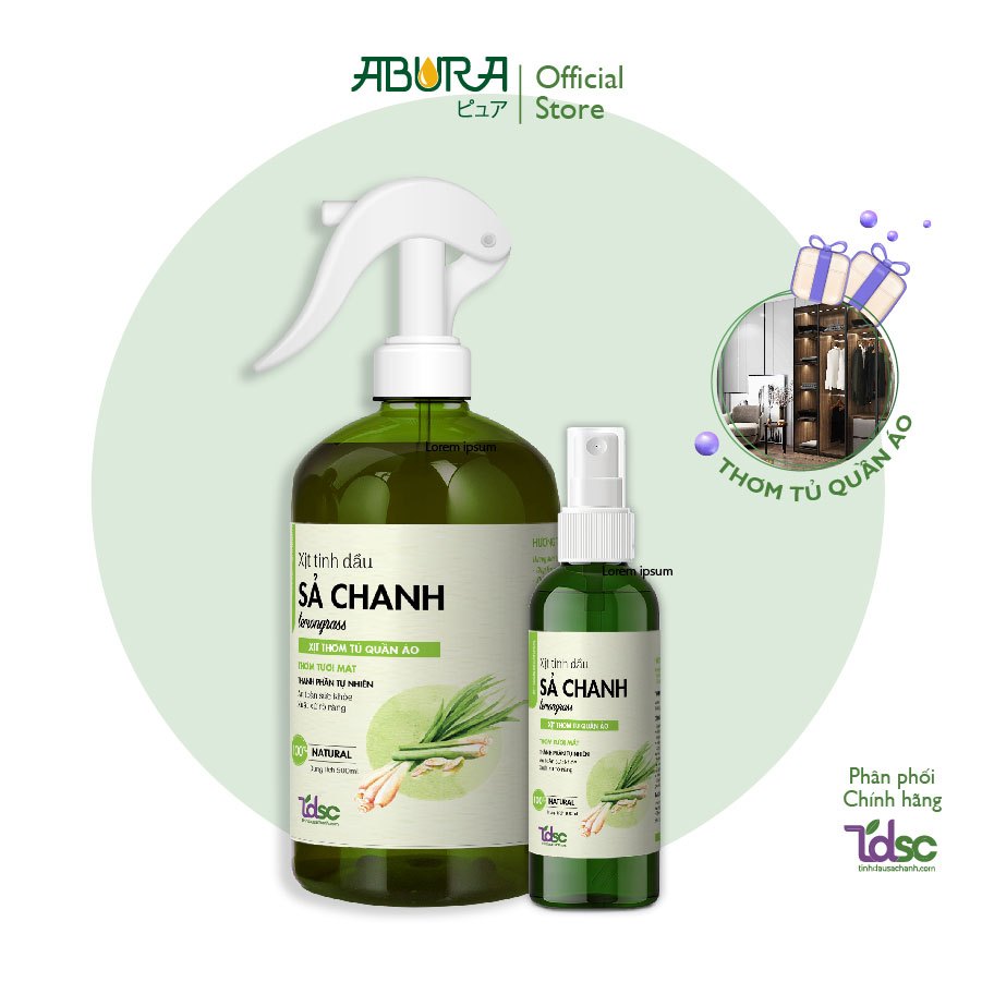 Chai Xịt Thơm Quần Áo Khử Mùi Khử Khuẩn TINHDAUSACHANH 100ml/500ml Chiết Xuất Tinh Dầu Thiên Nhiên Thơm Mát Ngày Dài