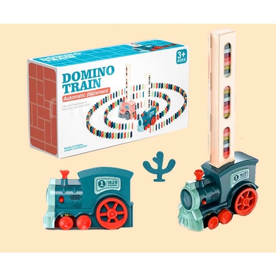 Đồ chơi tàu hỏa, xe lửa thả xếp Domino tự động, bộ tàu Domino chuyển động cho bé lắp ráp thỏa sức sáng tạo