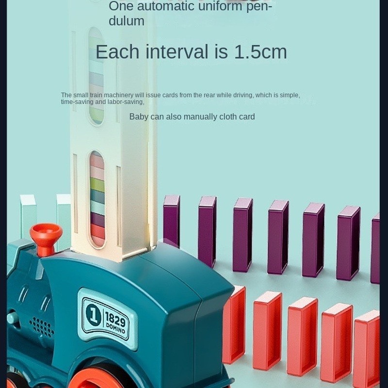 Đồ chơi tàu hỏa, xe lửa thả xếp Domino tự động, bộ tàu Domino chuyển động cho bé lắp ráp thỏa sức sáng tạo