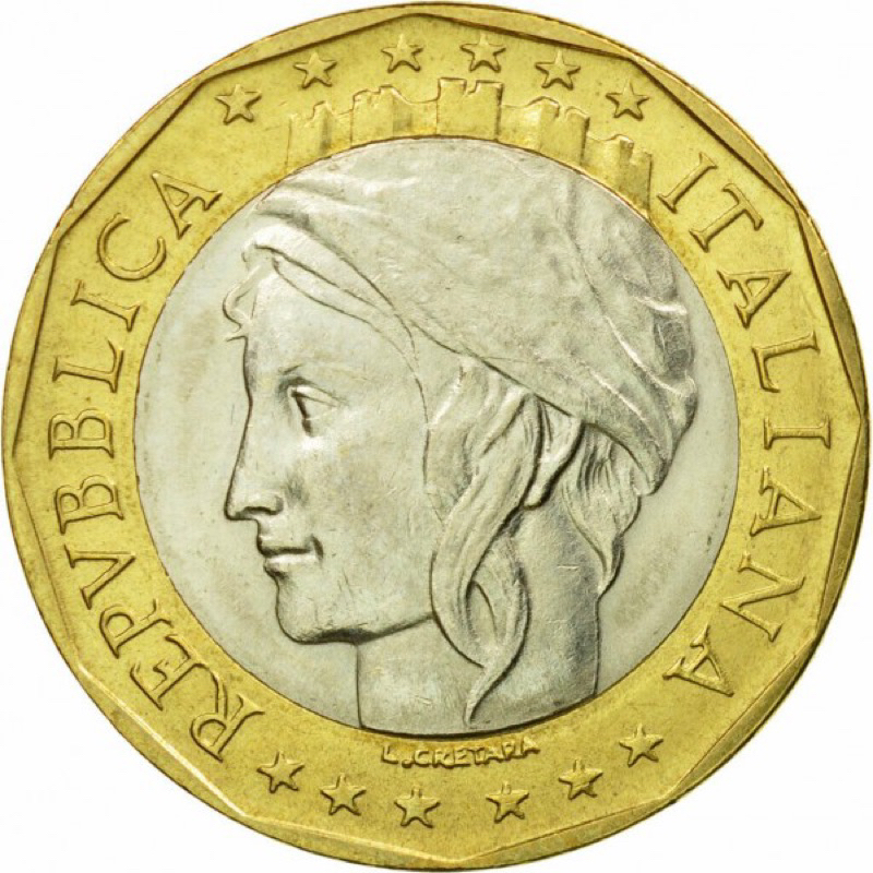 Đồng xu 1000 lire của Ý ( Italy )1997 - 2001
