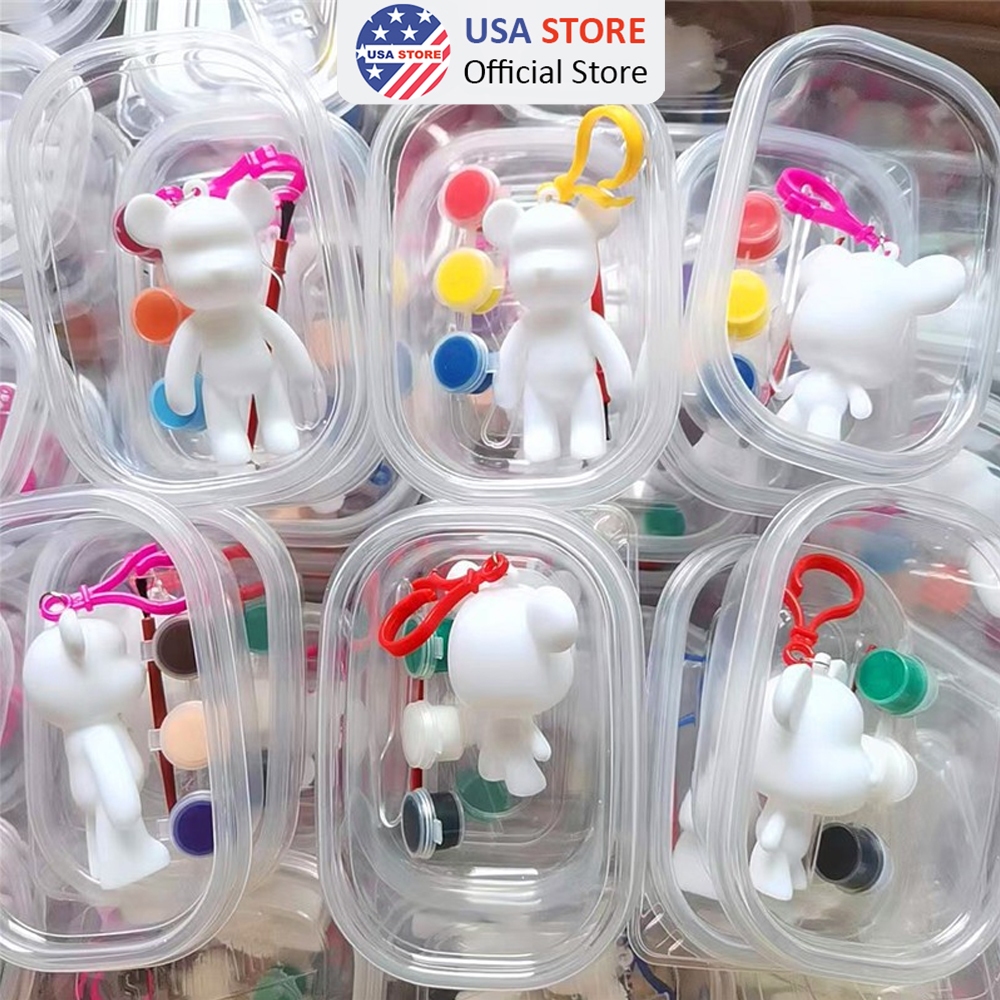Gấu Bearbrick Tự Đổ Màu - Tự Thiết Kế Vẽ Sơn Làm Móc Chìa Khoá Cao Cấp Bear World