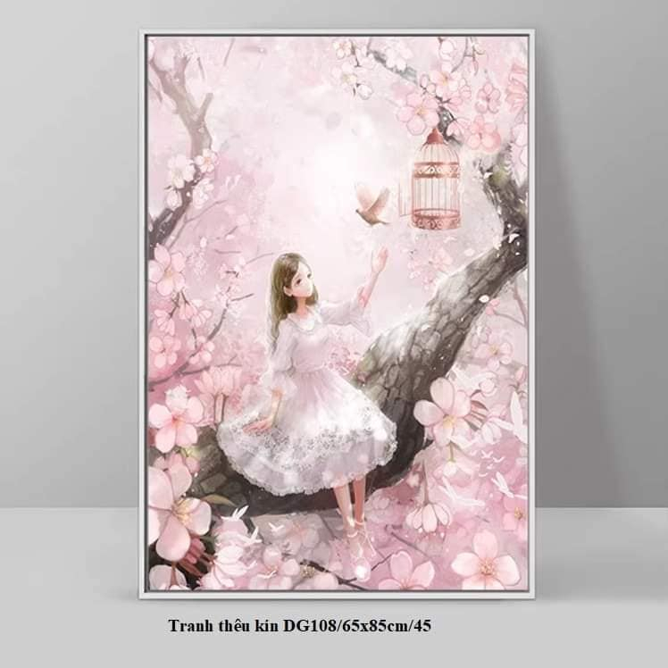 Tranh thêu kín Cô Gái - tranh chưa thêu
