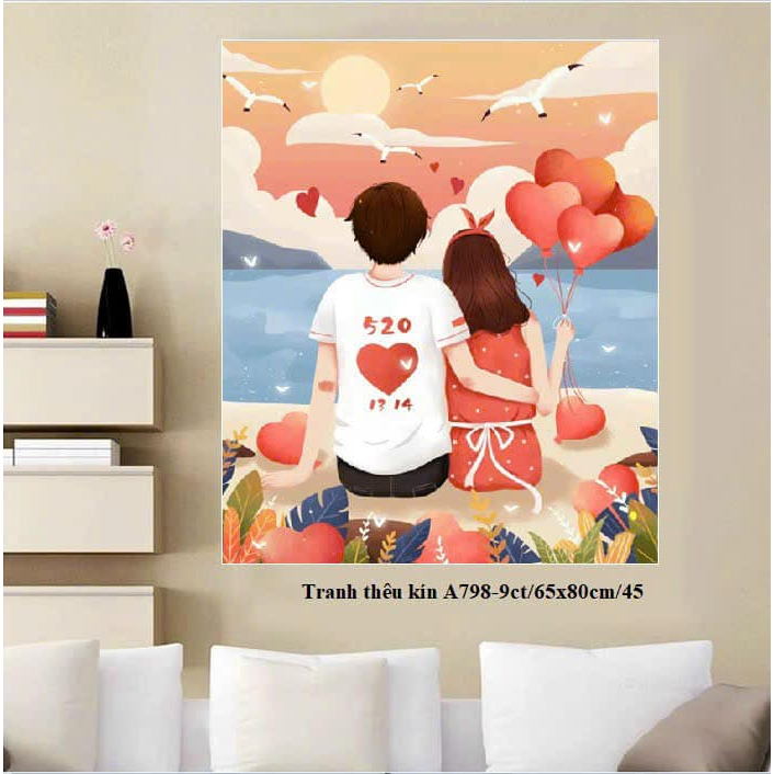 Tranh thêu kín Cô Gái, Tình yêu, hạnh phúc