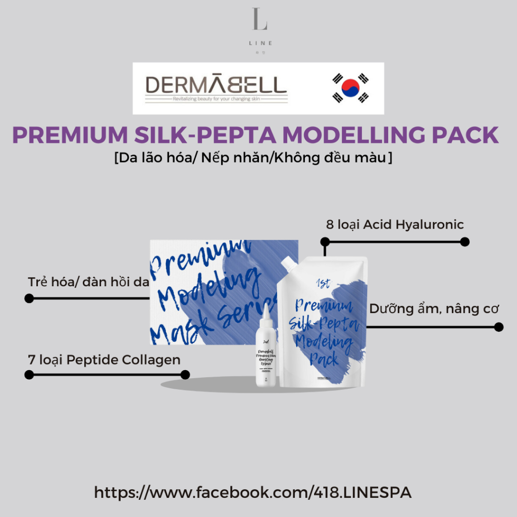 [NEW 2023] MASK 7 LOẠI PEPTIDE COLLAGEN TRẺ HÓA DA Premium Silk-Pepta Modelling Pack 1000ml - DERMABELL