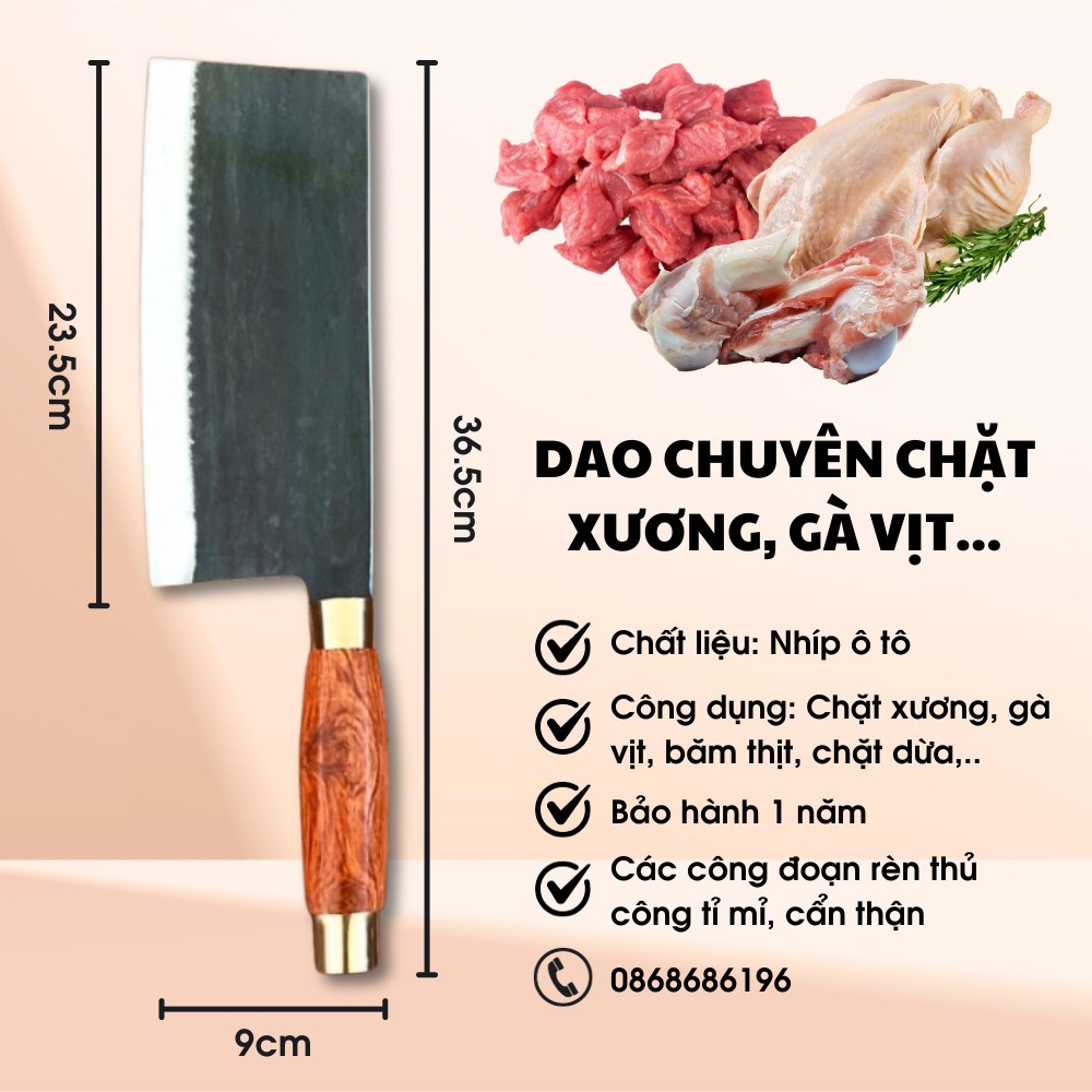 Dao Chặt Xương - Dao Chặt Được Rèn Thủ Công Chuẩn Chất Liệu Nhíp Sắc Bén Siêu Bền