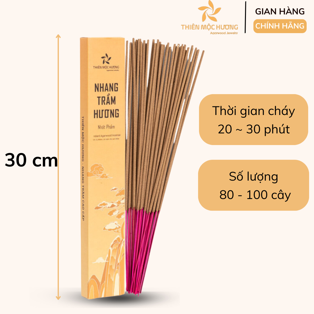 Nhang trầm hương loại 12 năm tích trầm Thiên Mộc Hương, dài 30cm, 85gram