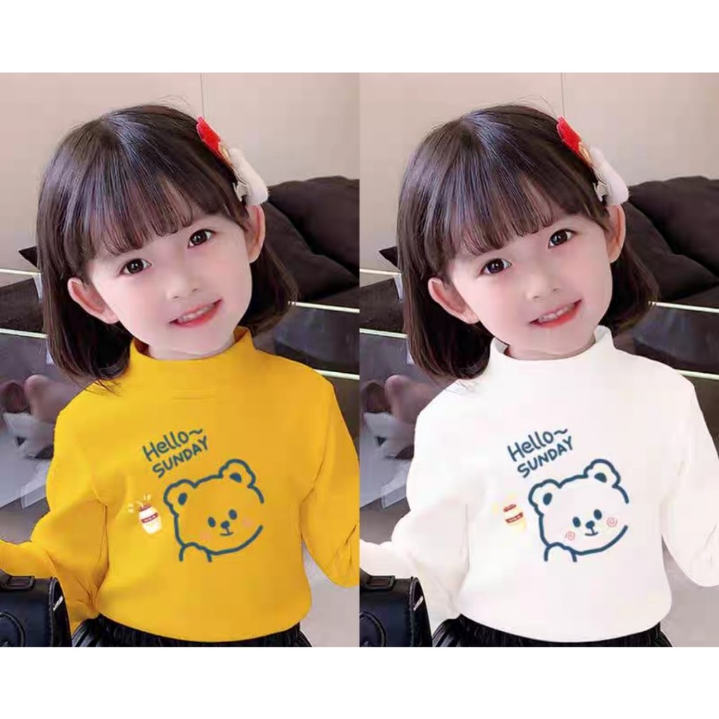 Áo giữ nhiệt cổ cao 3 phân dài tay nỉ lông cho bé