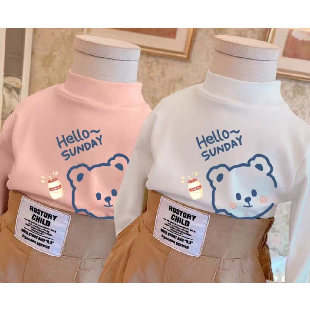 Áo giữ nhiệt cổ cao 3 phân dài tay nỉ lông cho bé