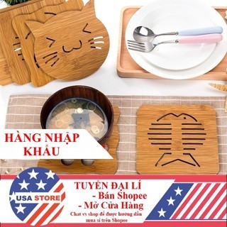 Miếng gỗ lót nồi thú vị décor - tấm đế bằng gỗ cách nhiệt phụ kiện bàn ăn