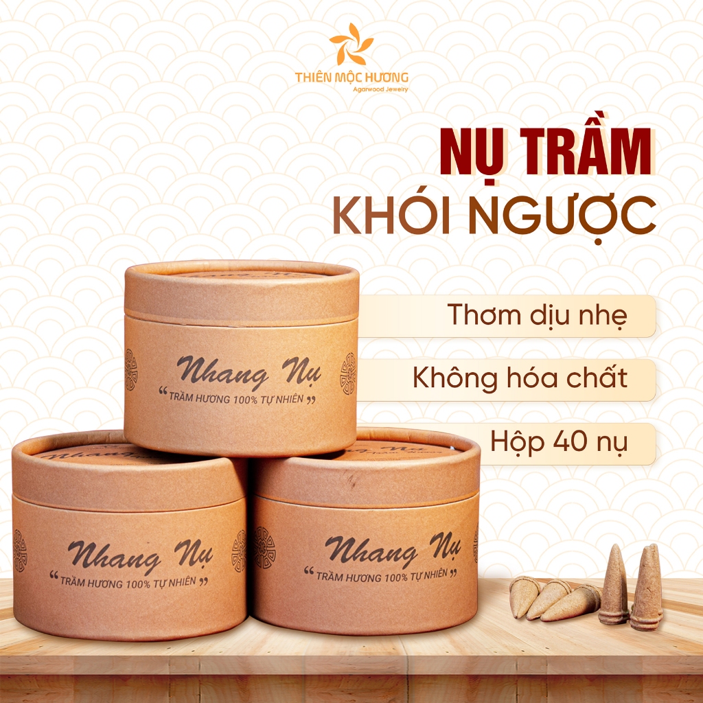 Nụ trầm hương khói ngược THIÊN MỘC HƯƠNG  nhang sạch xông thơm nhà đón tài lộc  hộp 40 nụ loại 12 năm