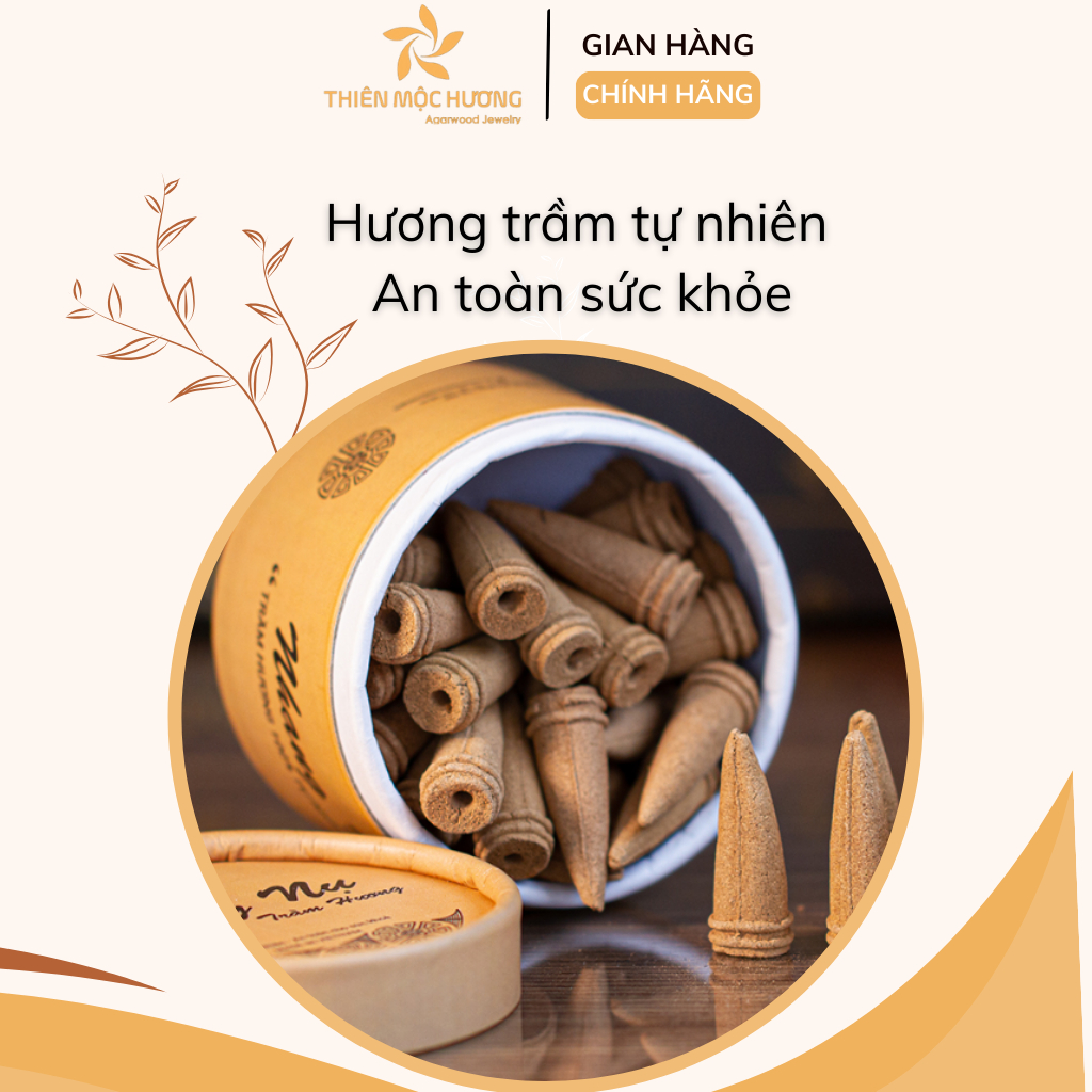 Nụ trầm hương khói ngược THIÊN MỘC HƯƠNG  nhang sạch xông thơm nhà đón tài lộc  hộp 40 nụ loại 12 năm