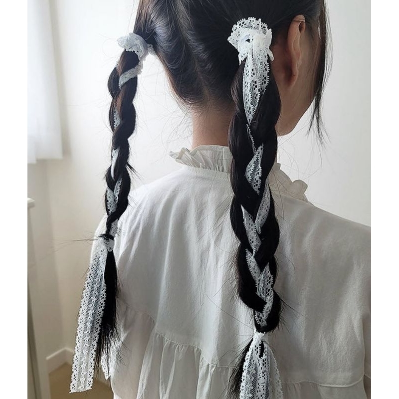 Dây Ren Trắng Dài Có Chun Cột Tóc Đa Năng - CAI1328 - BCorner