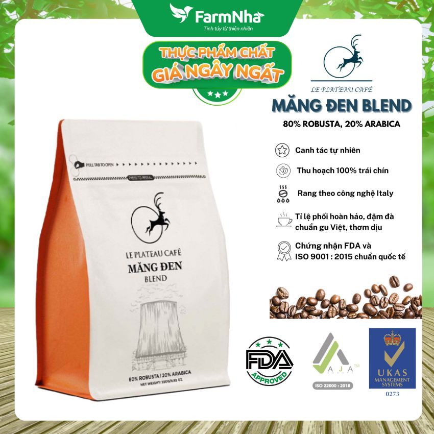 Cà phê Măng Đen Blend Le Plateau pha Phin 20% Arabica 80% Robusta Coffee - Đạt chuẩn xuất khẩu FDA Hoa Kỳ