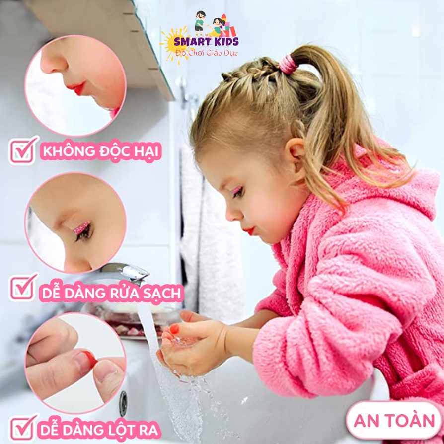 Đồ Chơi Trang Điểm Cho Bé Gái Cao Cấp, Hộp Trang Điểm An Toàn Cho Bé, Không Gây Kích Ứng, Dễ Dàng Làm Sạch