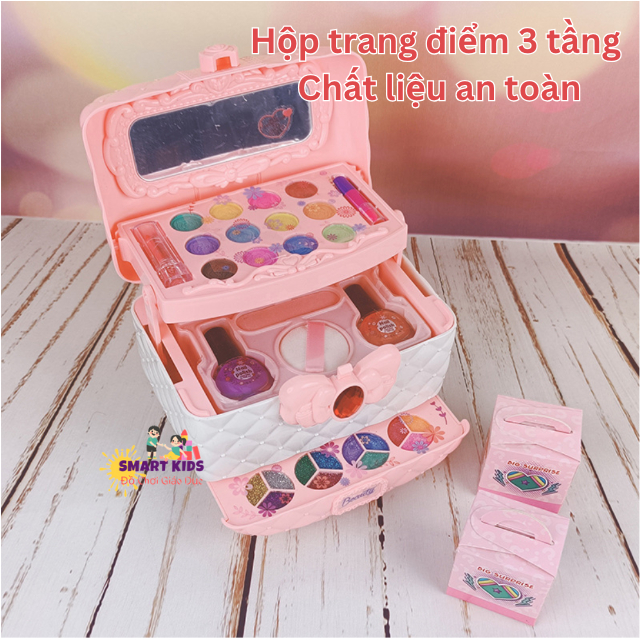 Đồ Chơi Trang Điểm Cho Bé Gái Cao Cấp, Hộp Trang Điểm An Toàn Cho Bé, Không Gây Kích Ứng, Dễ Dàng Làm Sạch