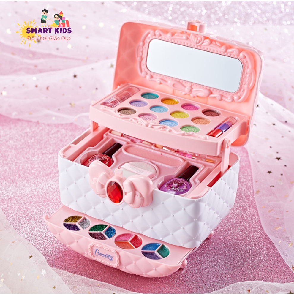 Đồ Chơi Trang Điểm Cho Bé Gái Cao Cấp, Hộp Trang Điểm An Toàn Cho Bé, Không Gây Kích Ứng, Dễ Dàng Làm Sạch