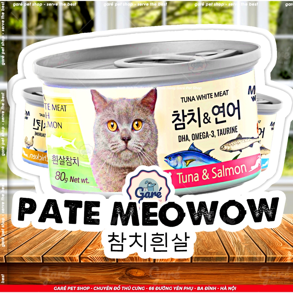 80gr - Pate Meowow Thịt cá xé miếng cho Mèo thơm ngon đủ vị - Thịt hộp cho Mèo Meowow Hàn Quốc