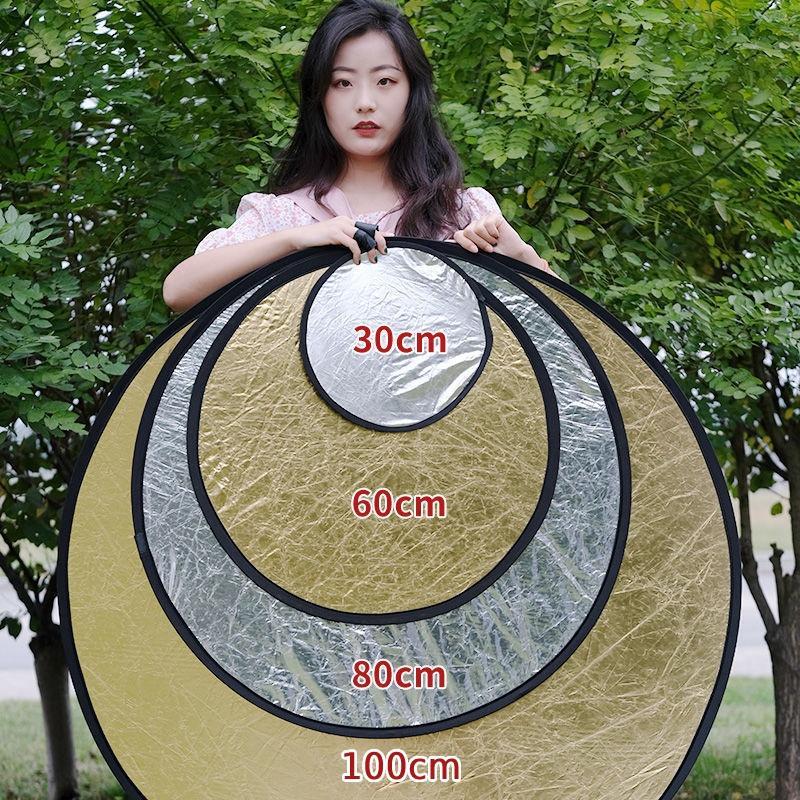 Tấm Hắt Sáng Tròn 30/60/ 80/ 110cm, Miếng Hắt Sáng 2 Trong 1 Chụp Ảnh Chuyên Nghiệp, Nâng cấp và dày lên