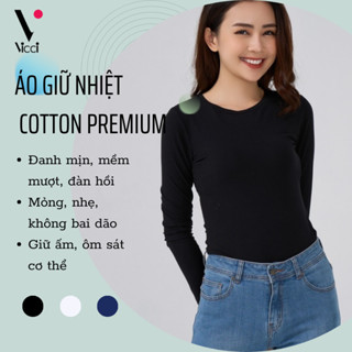 Áo giữ nhiệt nữ cổ tròn thu đông Vicci chất liệu cao cấp mềm mịn, ôm dáng màu Đen
