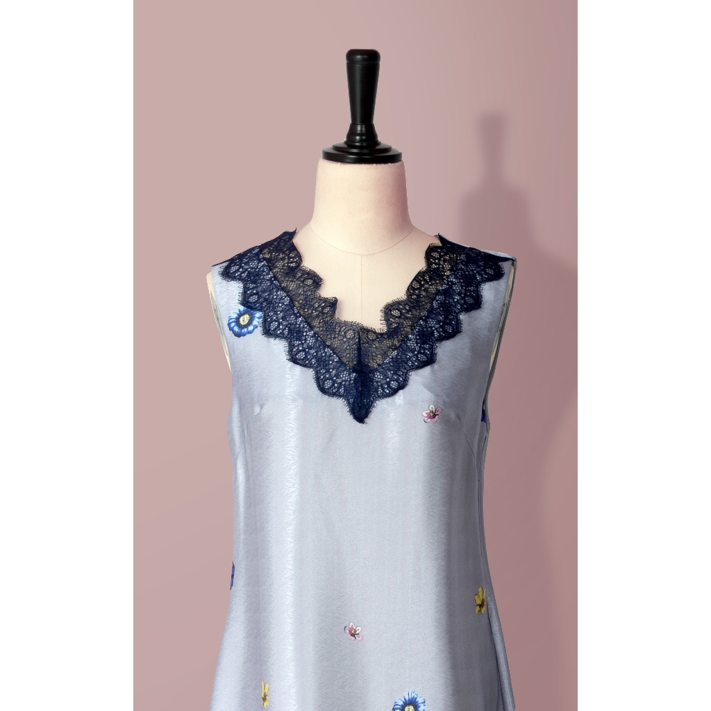 Đầm Anthela Phom Rộng Chân Bông, Đầm Mặc Nhà hoặc Ngủ Điều Thoải Mái Mát Mẻ Chất Vait Lụa