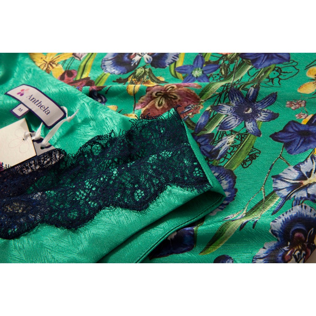 Đầm Anthela Phom Rộng Chân Bông, Đầm Mặc Nhà hoặc Ngủ Điều Thoải Mái Mát Mẻ Chất Vait Lụa