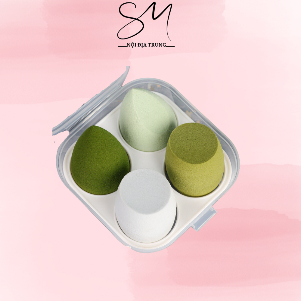 Combo 4 Mút Trang Điểm Tông Màu Pastel, Mút Tán Kem Nền, Hình Giọt Nước Hàng Nội Địa Trung