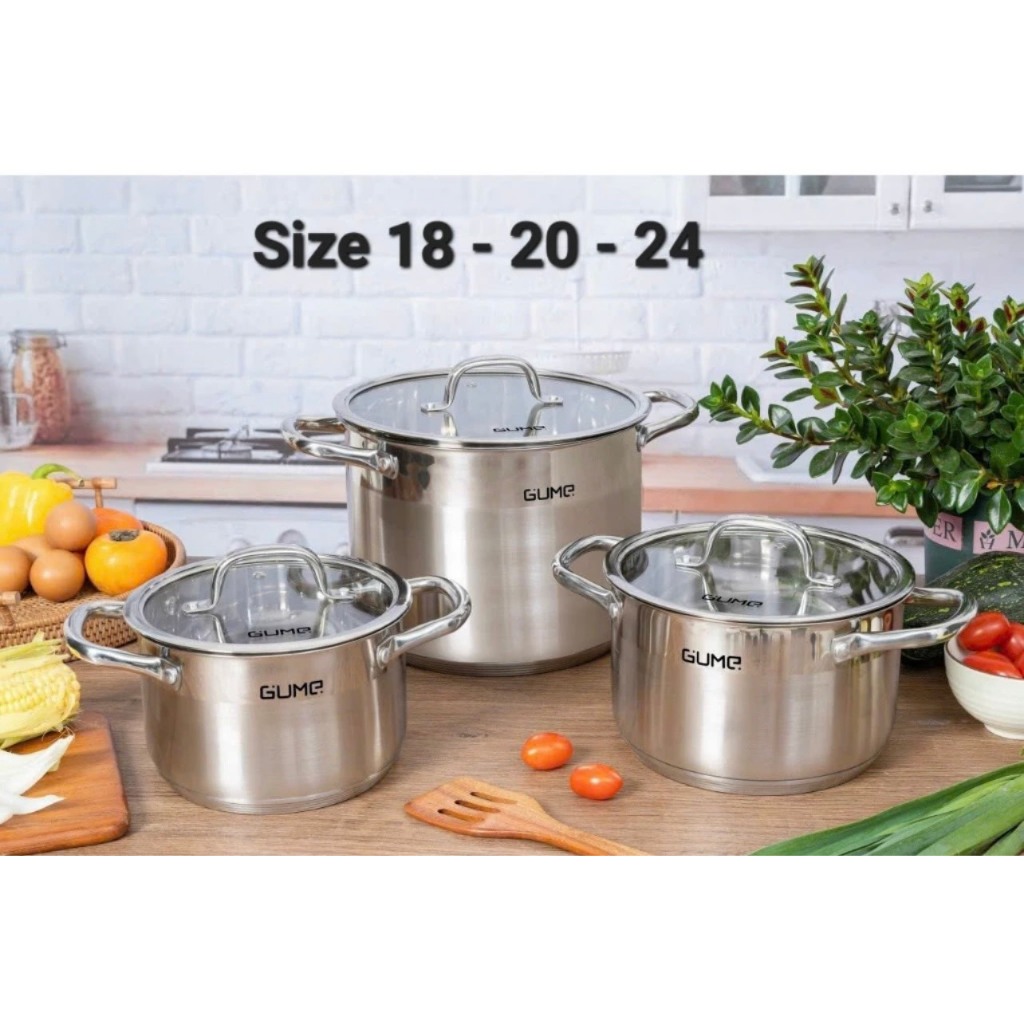 Bộ Nồi 3 Món Gume Inox 304 cao cấp - Bảo Hành 5 năm Chính Hãng