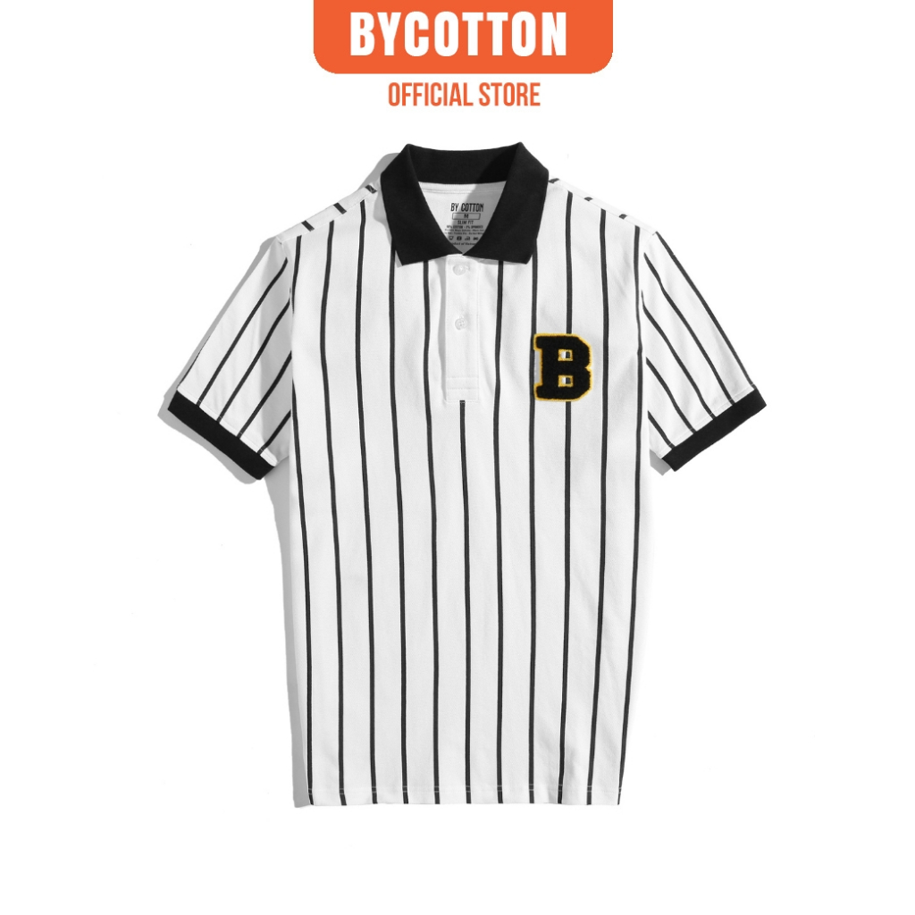 Áo Thun Nam Cao Cấp Polo In Sọc Thêu B Nam Tính BY COTTON