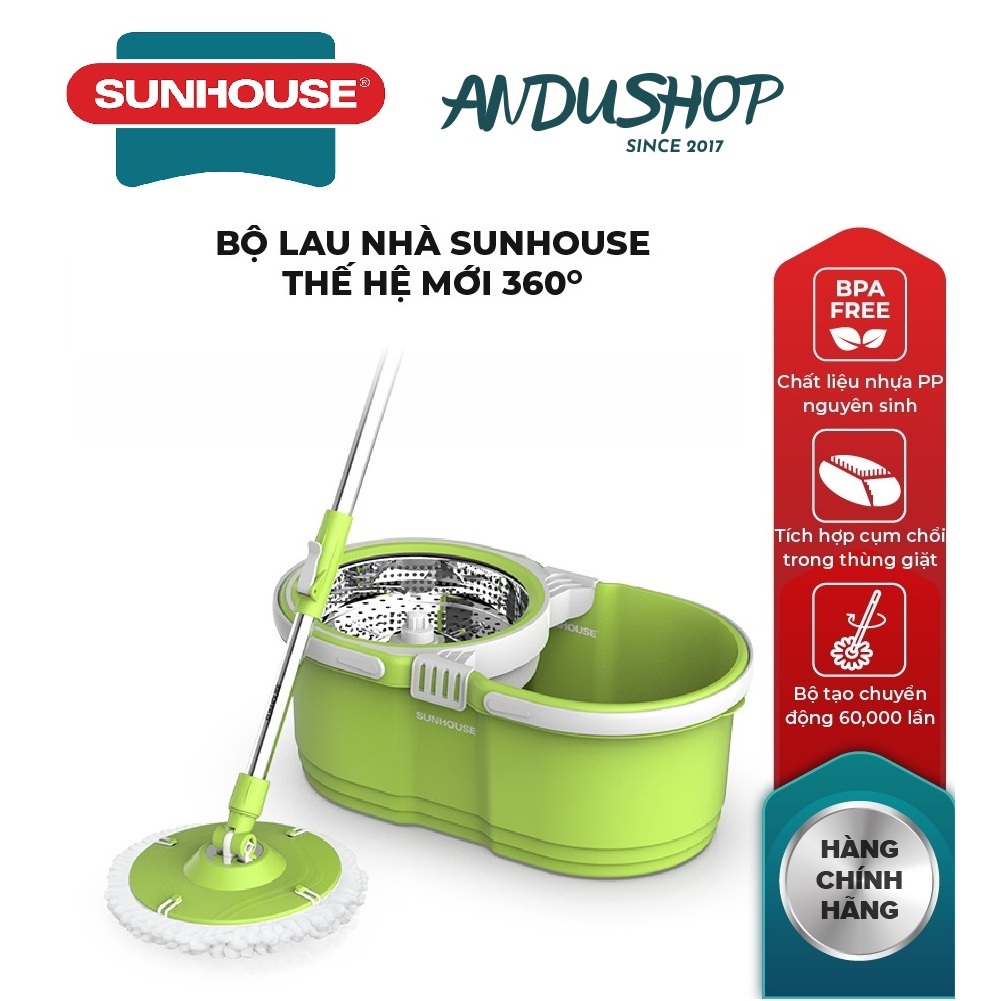 Bộ Lau Nhà Xoay 360 Độ SUNHOUSE KS-CL260PG Màu Xanh Lá