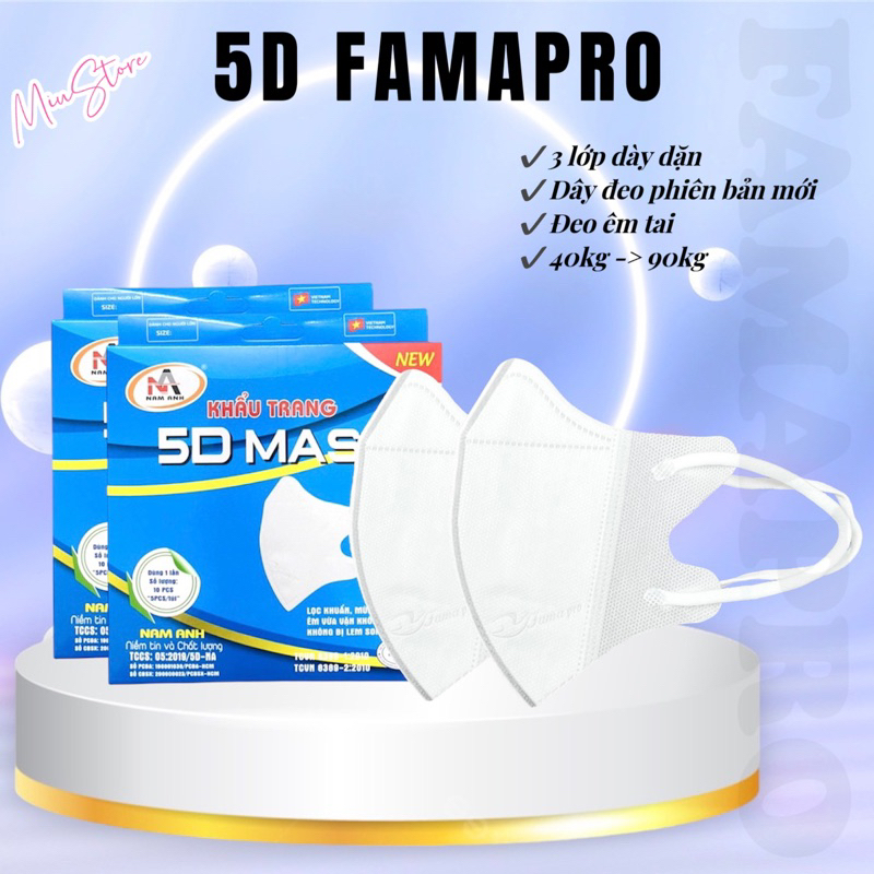 100 cái Khẩu Trang 3D UNIMASK, 5D Mask Nam Anh Chống Bụi
