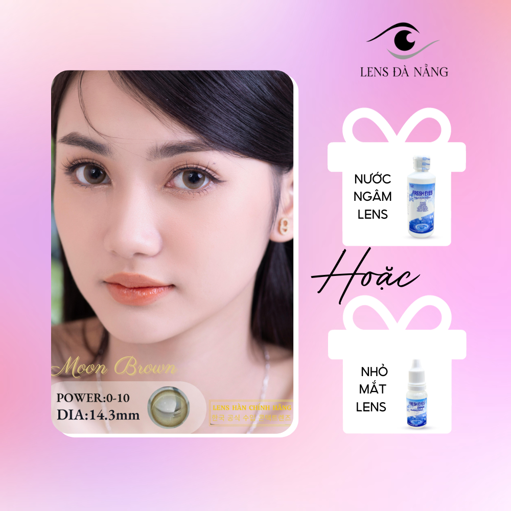 [Moon nâu ] Lens Nâu Hàn Quốc size 14,3mm