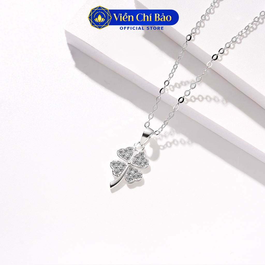 Dây chuyền bạc nữ Cỏ bốn lá may mắn chất liệu bạc 925 thời trang phụ kiện trang sức Viễn Chí Bảo D400783