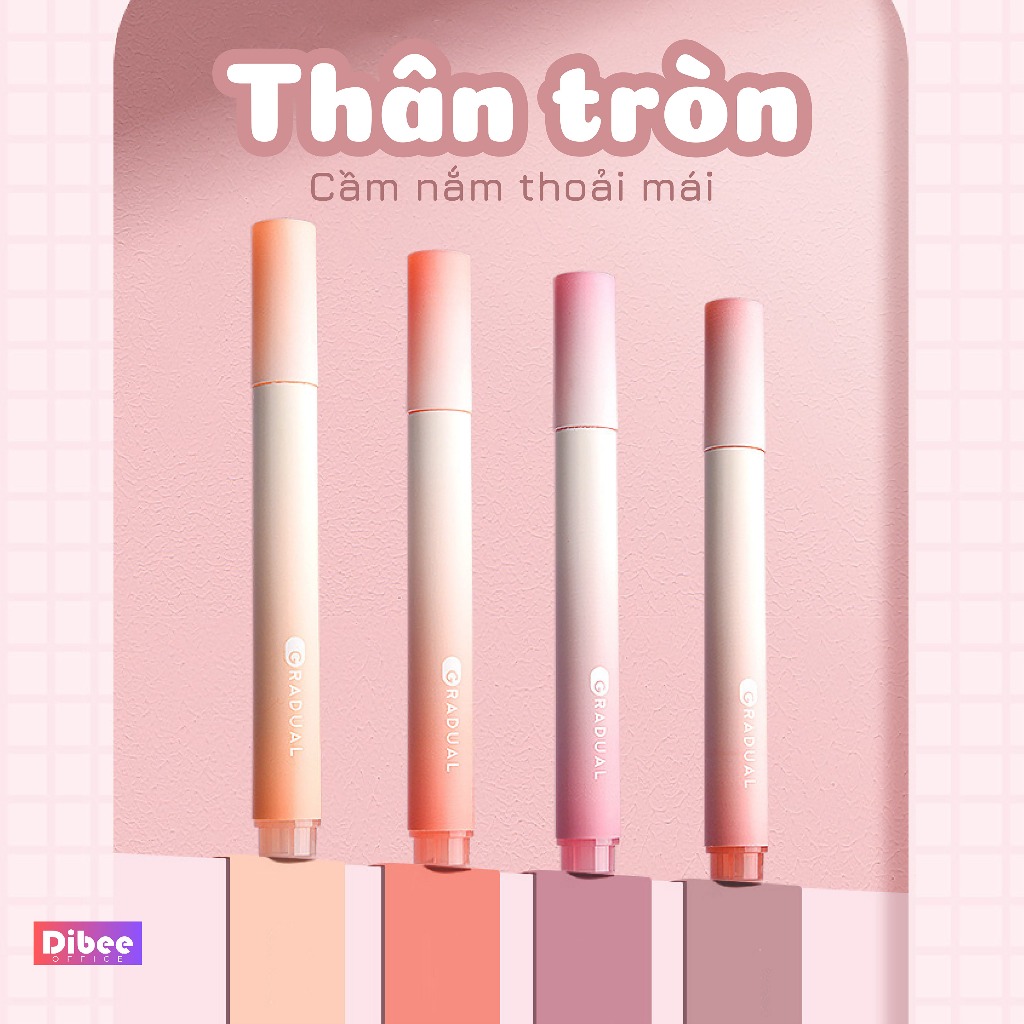 Bút đánh dấu highlight DiBee, bộ bút pastel 12 màu, đánh dấu màu pastel tiện lợi cho học sinh văn phòng B4