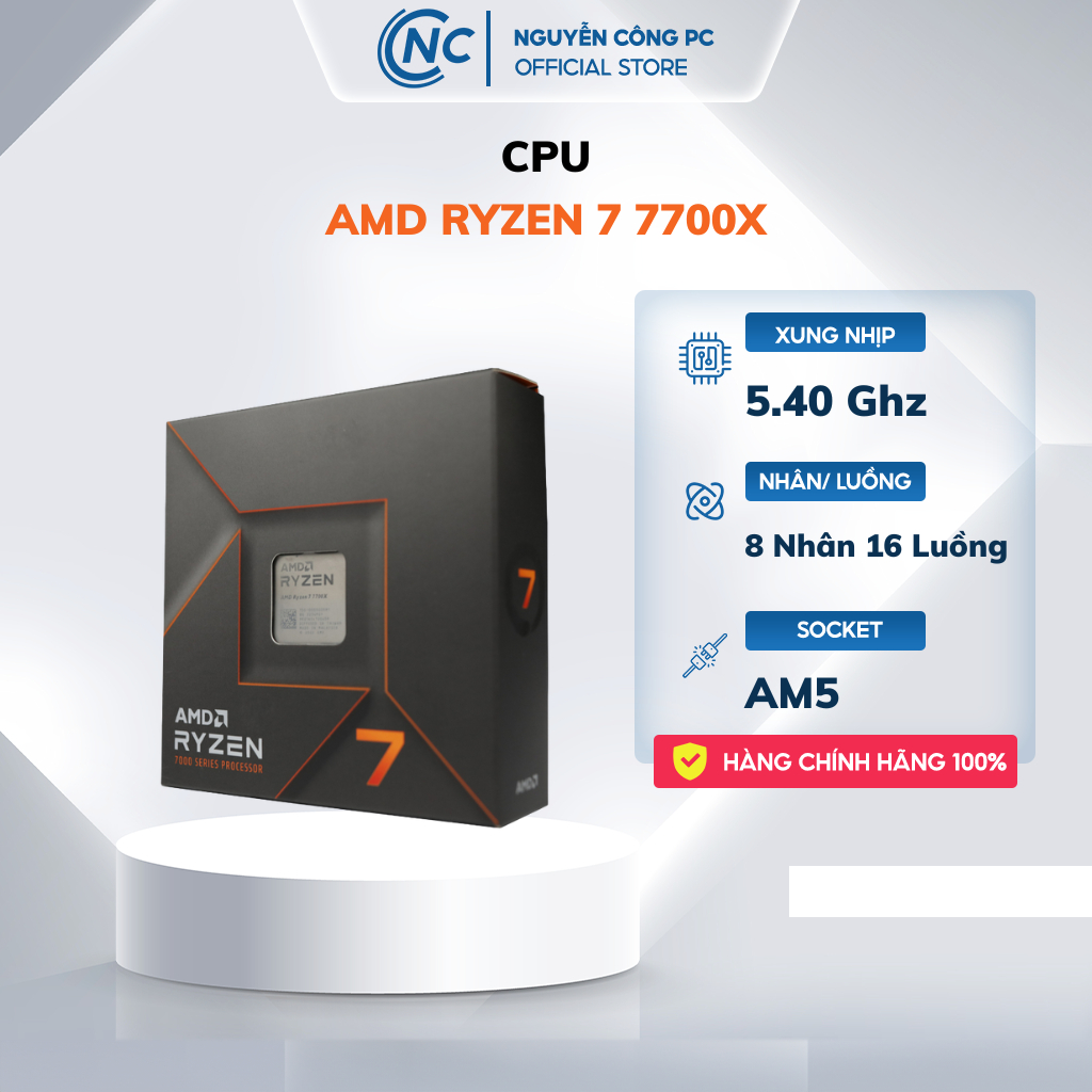 Bộ vi xử lý CPU AMD Ryzen 7 7700X  - Bảo hành 36T