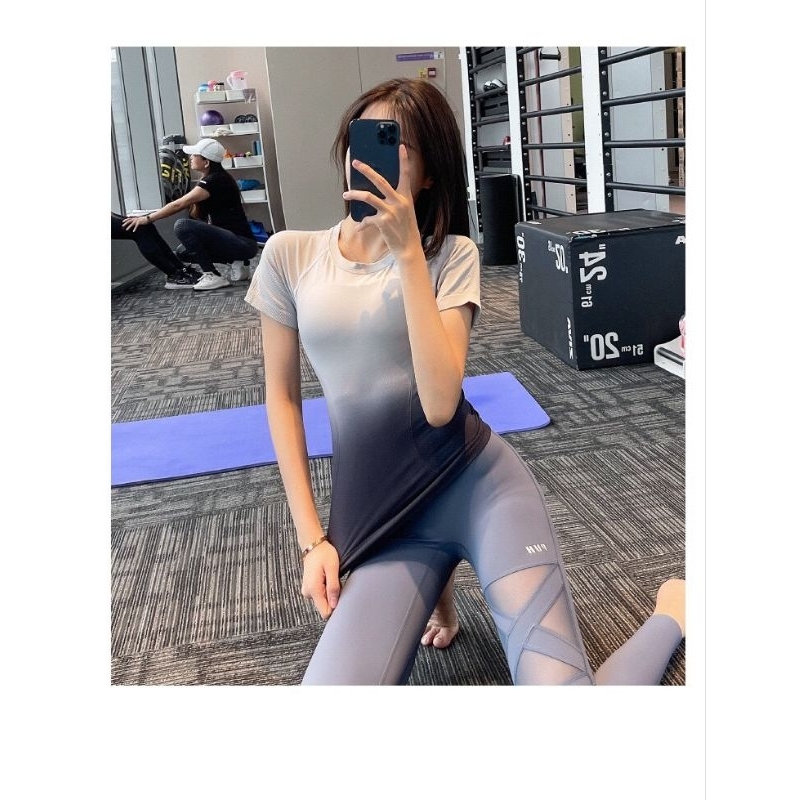 Áo dệt kim loang tập gym yoga nữ