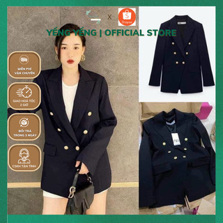 Anu86 - áo khoác vest nữ vạt chéo 6 khuy