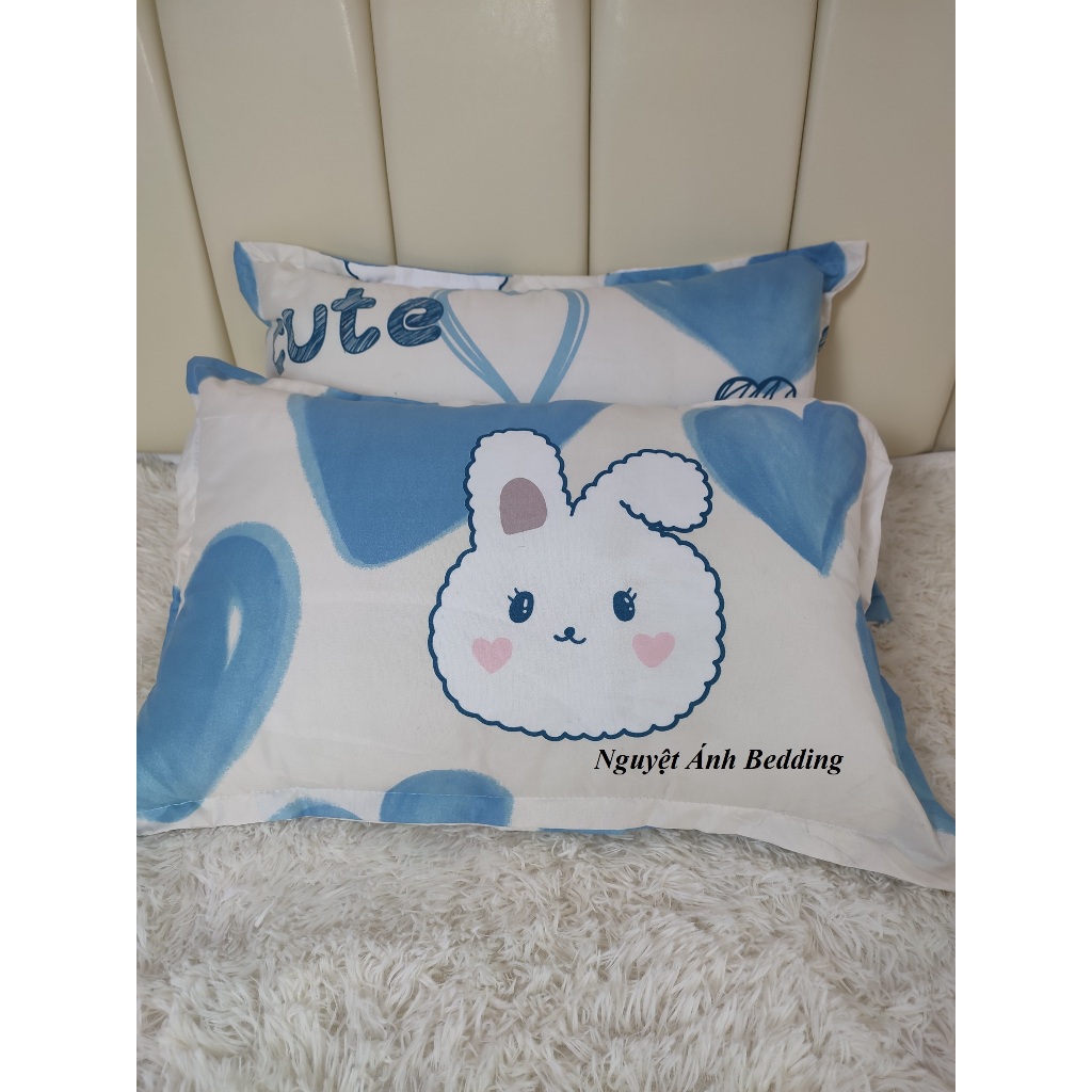 (XẢ HÀNG) Áo gối nằm, vỏ gối đầu poly cotton bao bọc gối nằm nhiều mẫu mới [thỏ tim xanh]