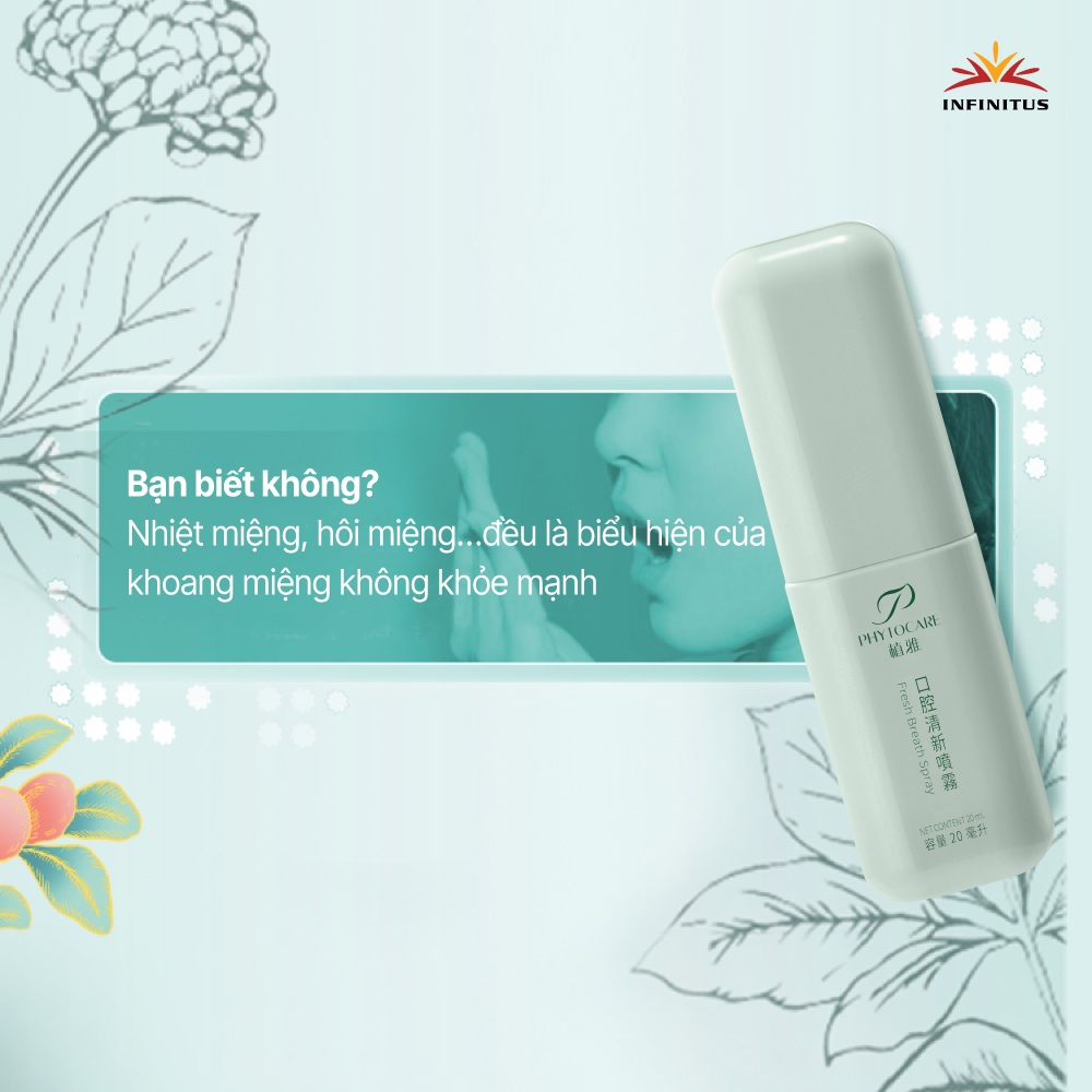 XỊT THƠM MIỆNG PHYTOCARE HƯƠNG THẢO MỘC DỊU NHẸ GIẢM NHIỆT MIỆNG ĐAU HỌNG