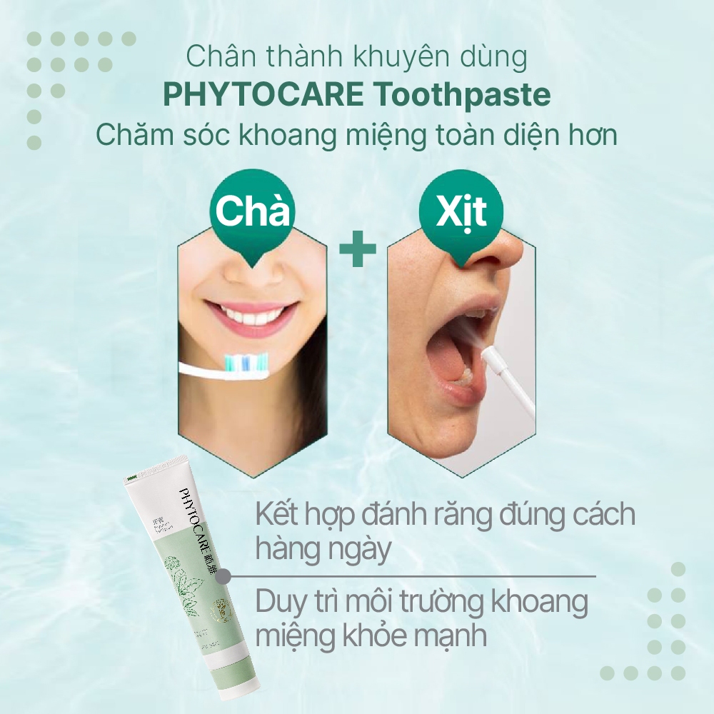 XỊT THƠM MIỆNG PHYTOCARE HƯƠNG THẢO MỘC DỊU NHẸ GIẢM NHIỆT MIỆNG ĐAU HỌNG