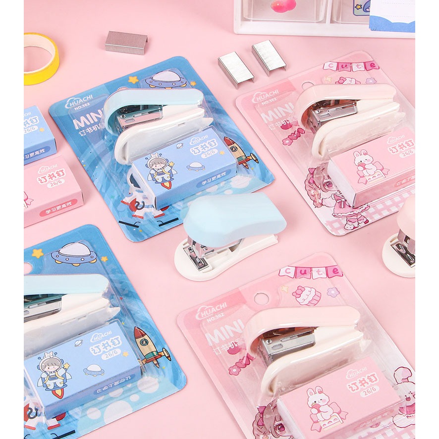 Dập ghim bấm mini Miyabi kèm đạn ghim cute - văn phòng phẩm- dập ghim học sinh văn phòng cao cấp - đồ dùng học tập