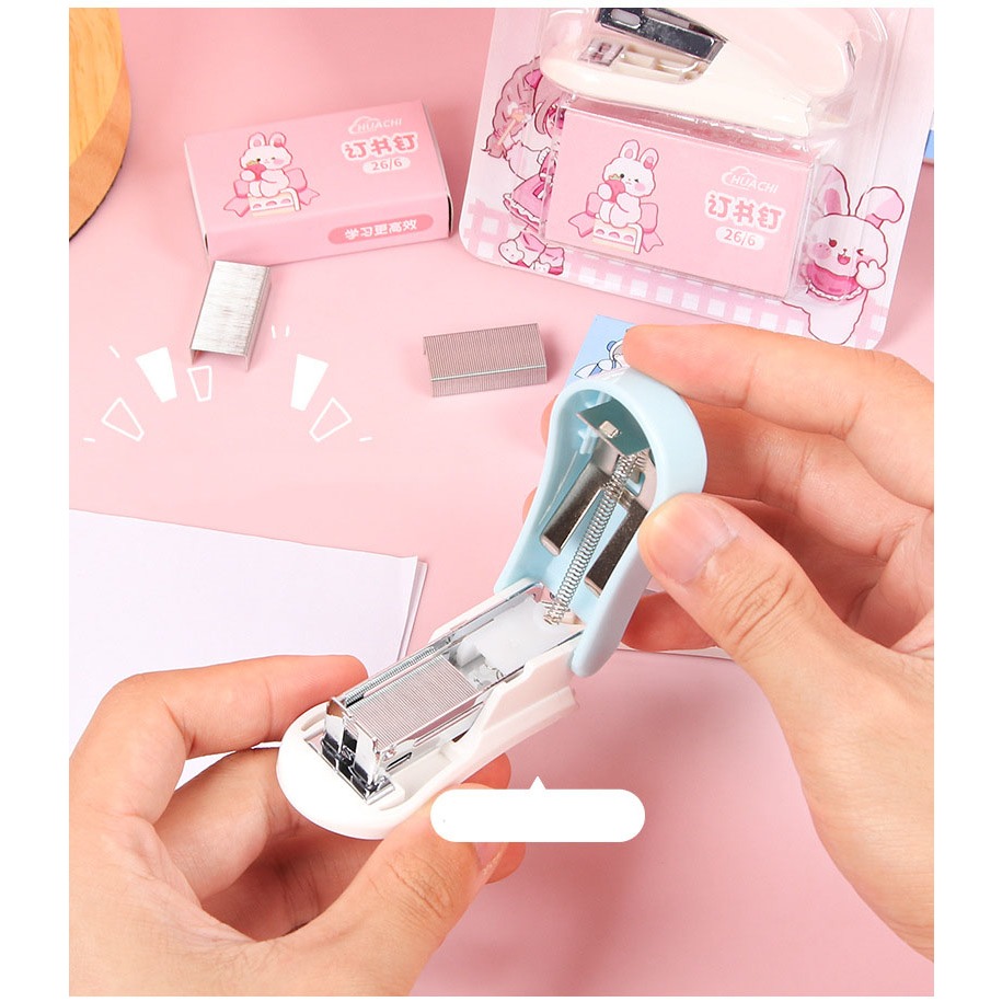 Dập ghim bấm mini Miyabi kèm đạn ghim cute - văn phòng phẩm- dập ghim học sinh văn phòng cao cấp - đồ dùng học tập