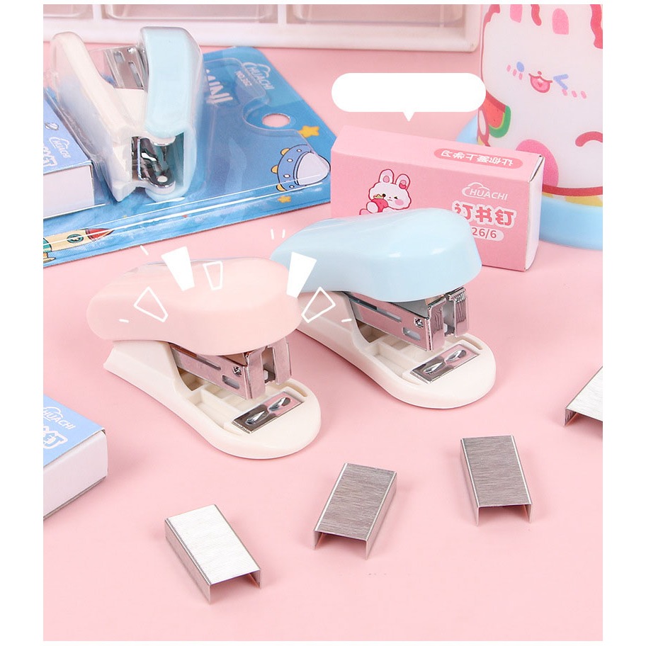 Dập ghim bấm mini Miyabi kèm đạn ghim cute - văn phòng phẩm- dập ghim học sinh văn phòng cao cấp - đồ dùng học tập
