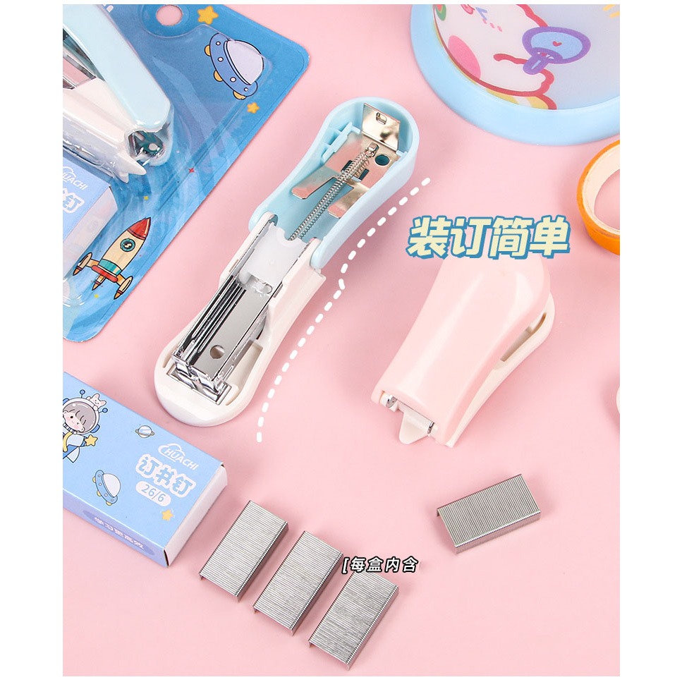 Dập ghim bấm mini Miyabi kèm đạn ghim cute - văn phòng phẩm- dập ghim học sinh văn phòng cao cấp - đồ dùng học tập