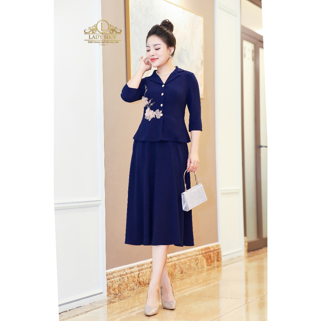 Set áo peblum + chân váy mango Ladyshop thời trang trung niên cao cấp T219