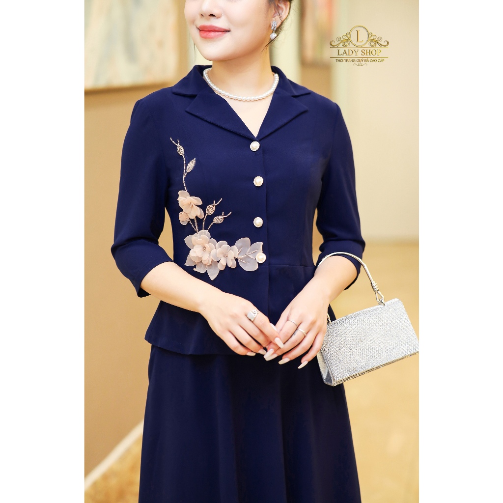 Set áo peblum + chân váy mango Ladyshop thời trang trung niên cao cấp T219