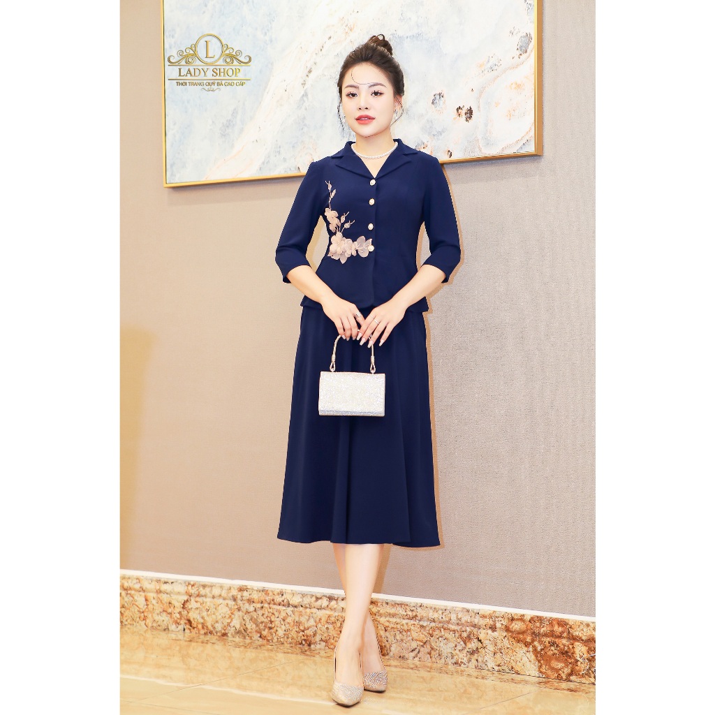 Set áo peblum + chân váy mango Ladyshop thời trang trung niên cao cấp T219